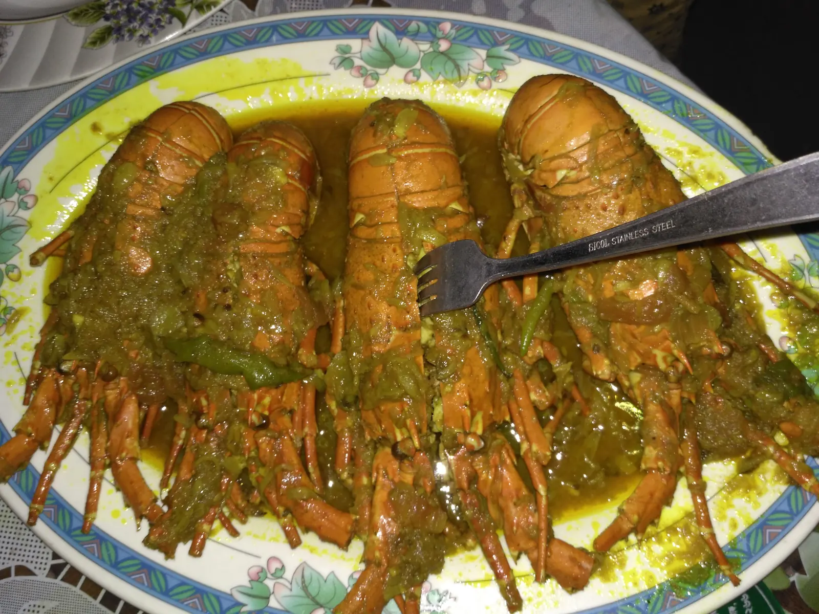 Lobster cooked in a spiced sauce