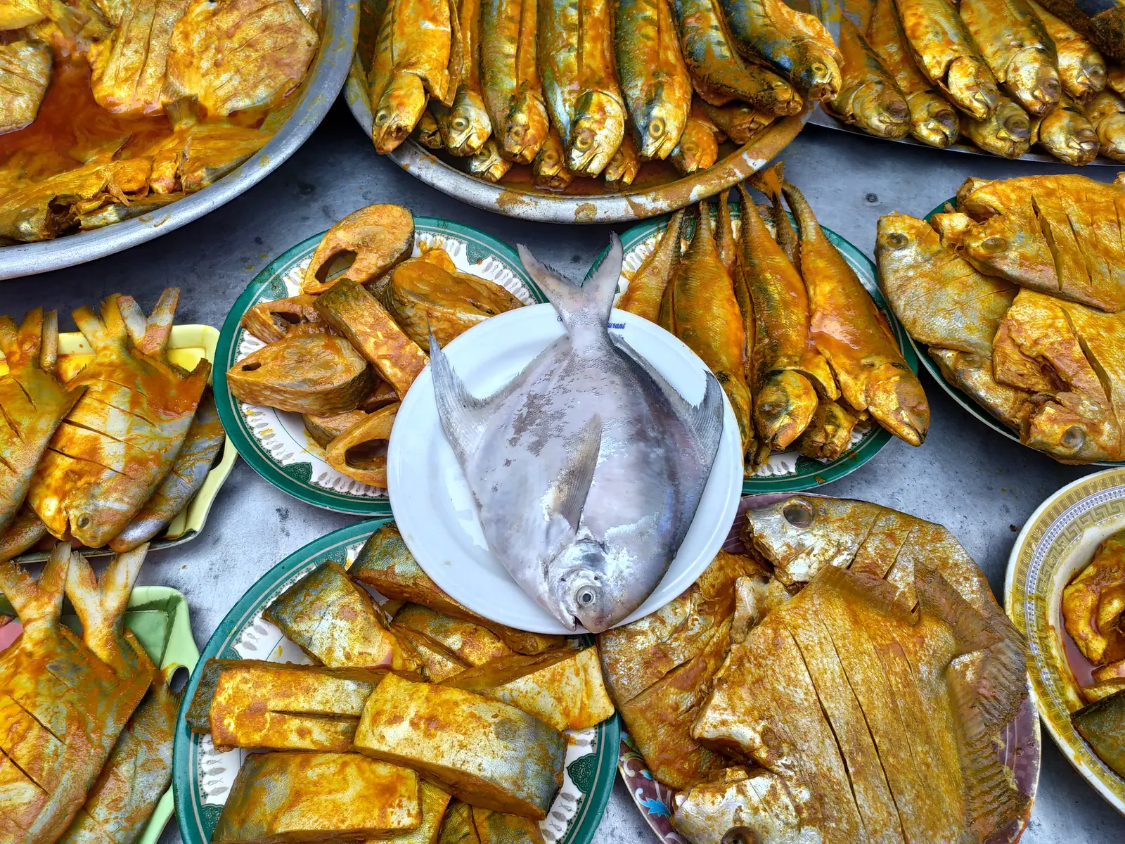 A platter of fried local sea fish
